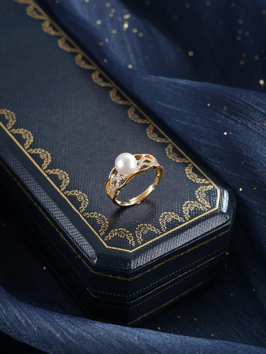 子佩集【玲珑华契‌】银S925珍珠惜王妃戒指【YR0035】6.8mm珠镀金交织缠绕2601 商品图2