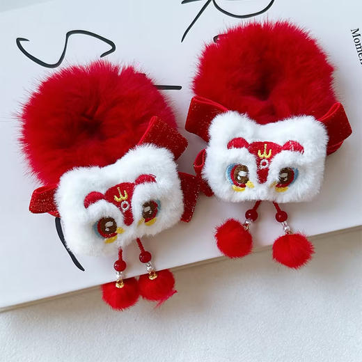 HY对装发夹丝绒醒狮红球对夹-纪念日百货门店同款167795634 商品图0