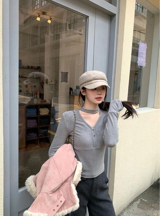 <曾小咸推荐>挂脖V领磨毛长袖 日常109/件 活动价69.99/件！【预售款，预计3-15天发货】 商品图7