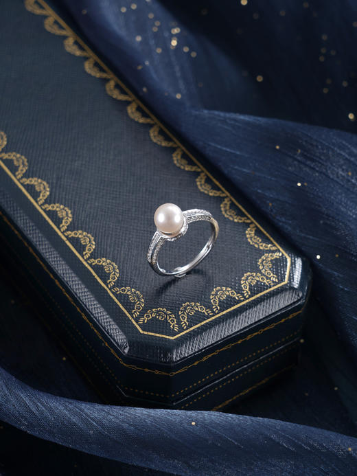 子佩集【银河静界】银S925珍珠惜王妃戒指【R2089】7mm珠双色一字2601 商品图9