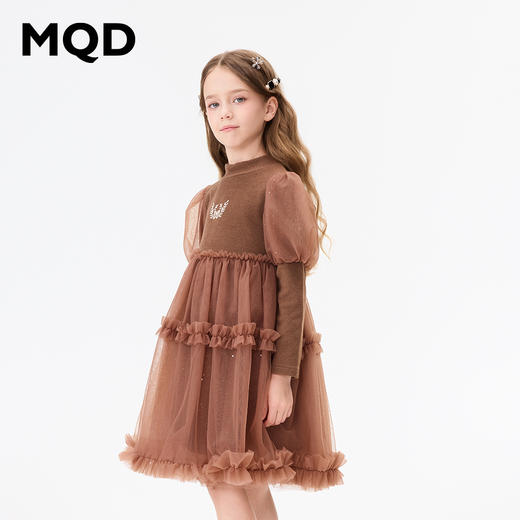 【秒2】【MQD】女童冬季复古蓬松舒适休闲长袖连衣裙 商品图1