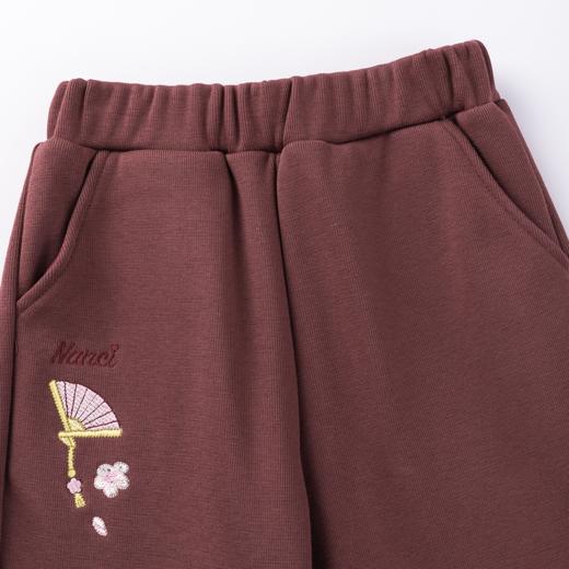 【秒3】【MQD】女童冬季国风绣花宽松舒适针织长裤 商品图1