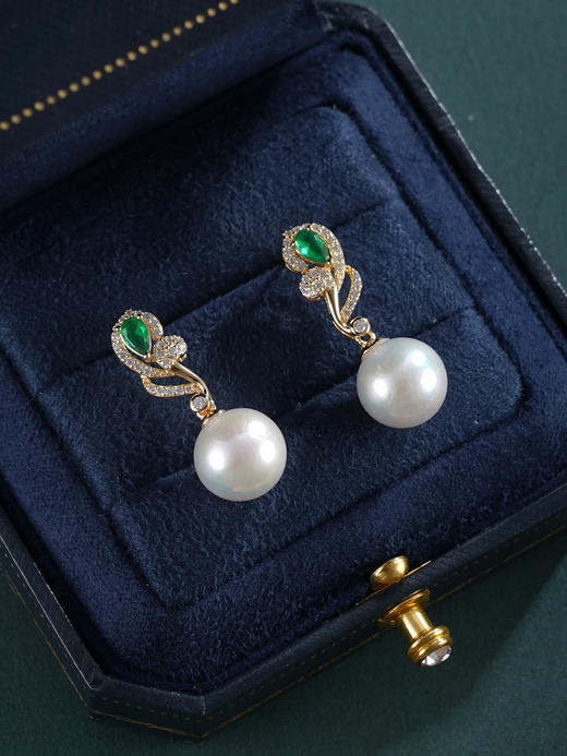 子佩集【灼华知遇】银S925珍珠惜王妃耳钉【E4407】10.5mm珠双色玫瑰花朵花株2601 商品图10