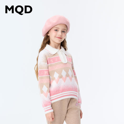 【秒2】【MQD】女童冬季舒适柔软潮酷渐变翻领针织衫 商品图2