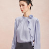 RE252斯尔丽26新款光泽感高级感可脱卸手盘花长袖职业通勤优雅纯色衬衫 商品缩略图4