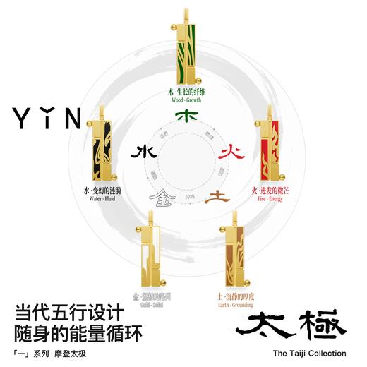 「一」系列摩登太极五行足金项链 商品图6
