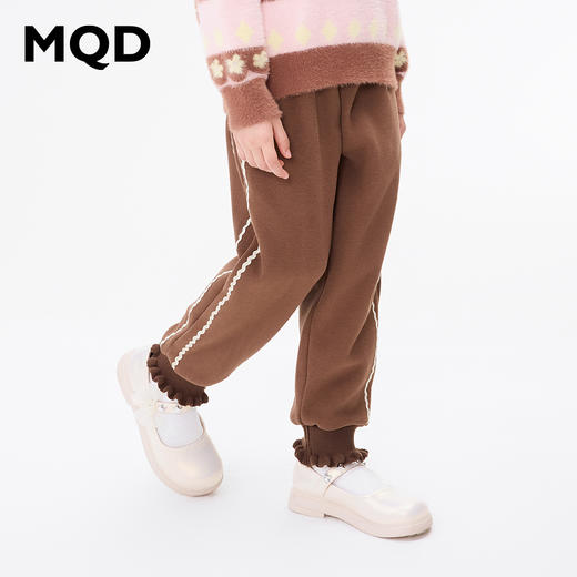 【秒3】【MQD】女童冬季波浪织带运动休闲针织长裤 商品图1