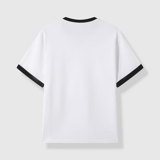 GXG男装夏季新款经典黑白撞色袖口休闲百搭情侣款圆领短袖T恤K&C 商品图3