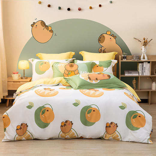 多喜爱 全棉斜纹印花套件四件套 花漾纪/风吟棉语/丁香雨露/绿嘢/卡皮巴拉【甄选新疆棉】【芬纳诺抗菌】【AB版设计】【宽边枕袋】柔软亲肤 吸湿透气 耐洗耐磨 不易褪色 商品图13