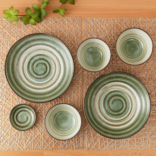厨房日式超轻量餐具小碗饭碗餐盘深盘 青朽叶 商品图4