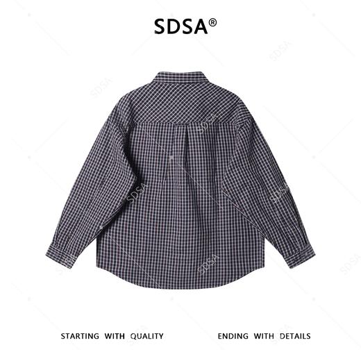 SDSA秋冬新款痞帅男装简约休闲撞色小格子设计长袖衬衫复古百搭 商品图4