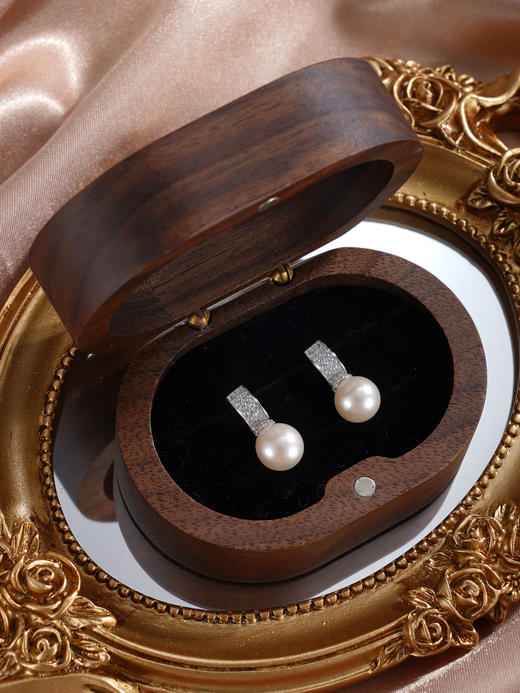 子佩集【柔光月渡】银S925珍珠惜王妃耳钉【E4576】8mm珠一字半环2601 商品图2