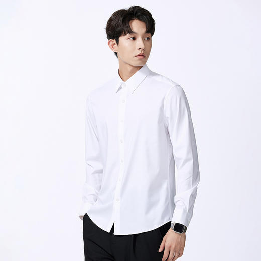 GXG男装秋季经典翻领简约纯色无痕设计男式休闲长袖衬衫K&C 商品图1