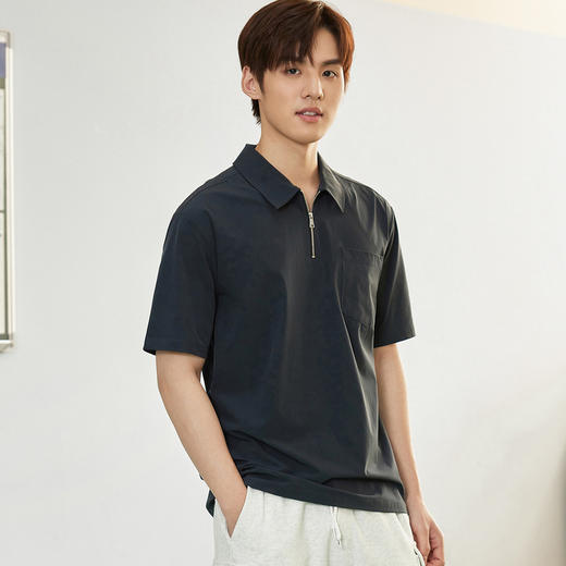 GXG男装夏季时尚百搭拉链款男士休闲翻领polo衫K&C 商品图5