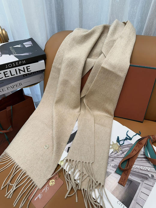秋冬特惠💰460 诺悠翩雅围巾 经典“水波纹”素色羊绒围巾 商品图4