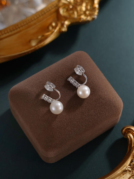 子佩集【未完成诗】银S925珍珠惜王妃耳钉【MLEH018】8mm珠耳夹一字2601 商品图5