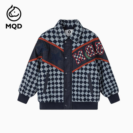 【秒1】【MQD】男童冬季经典格纹加厚牛仔夹棉外套 商品图2