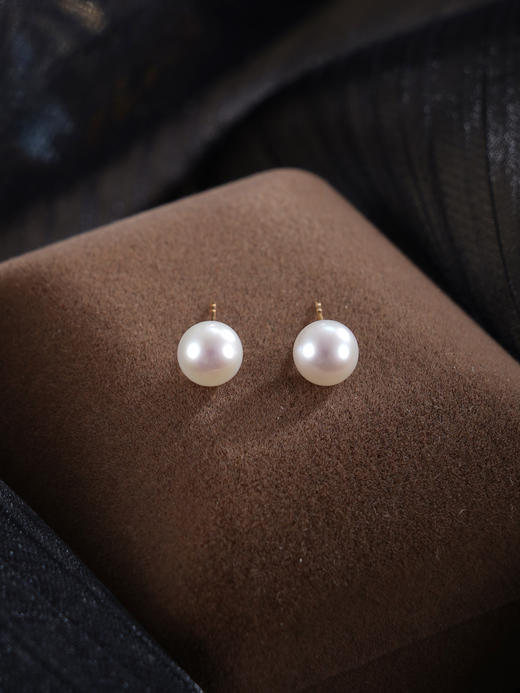 子佩集【小圆曲】G18K珍珠惜王妃耳钉【MLKJED001】5.5-6.5mm珠镀金简约单珠2601 商品图3