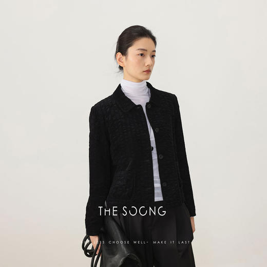 THESOONG新品高密纯棉酵洗加软泡泡绒波浪肌理感锁温外套7996 商品图2