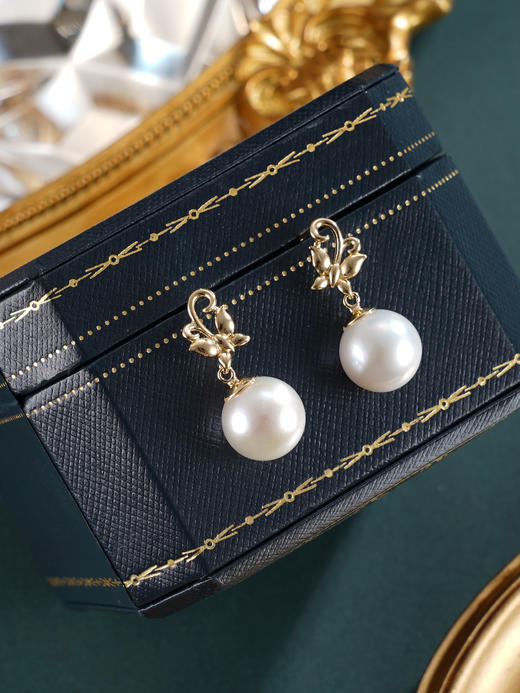 子佩集【蝴蝶知遇】银S925珍珠惜王妃耳钉【E4030】11mm珠双色蝴蝶2601 商品图4