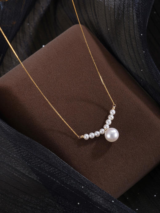 子佩集【暮光物语】G18K珍珠惜王妃项链【MLKJXL011】2.8-7mm珠一字多珠2601 商品图3