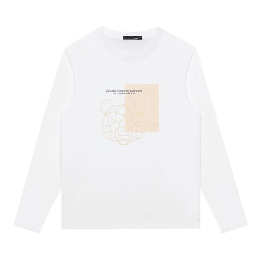 GXG男装【简笔印花】春季卡通动漫小熊男士纯棉圆领长袖t恤K&C 商品图2