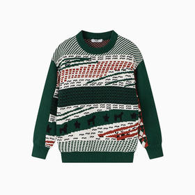 【秒2】【MQD】男童冬季时尚复古图案圆领针织衫毛衣