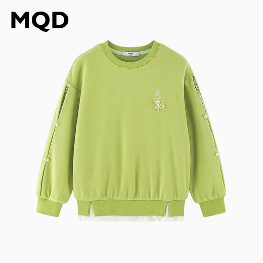 【秒3】【MQD】女童甜美精致珍珠蕾丝假两件圆领卫衣 商品图3