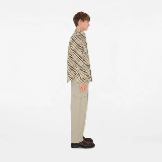 BURBERRY 巴宝莉 男士 B 字盾形刺绣宽松格纹棉质长袖衬衫 格子 8105202 A5686 商品图3