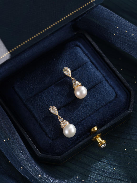 子佩集【绚烂年华】银S925珍珠惜王妃耳钉【E3619】8mm珠双色水滴吊球2601 商品图8