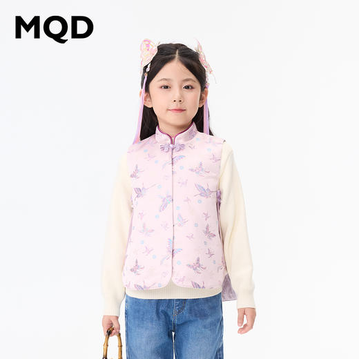 【秒1】【MQD】女童蝴蝶提花立领无袖棉马夹 商品图0