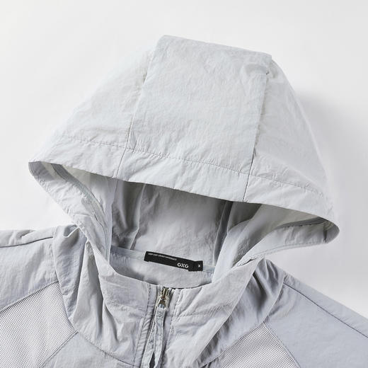 GXG男装25夏季舒适透气时尚拼接百搭情侣款连帽防晒服K&C 商品图6