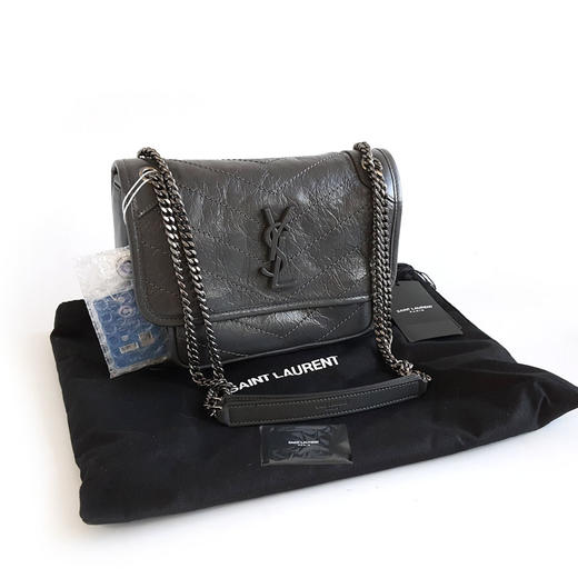 【闲置未使用】YSL圣罗兰NIKI 633160小号灰色D扣baby niki 链条包单肩斜挎包女士140126TJ03 商品图1