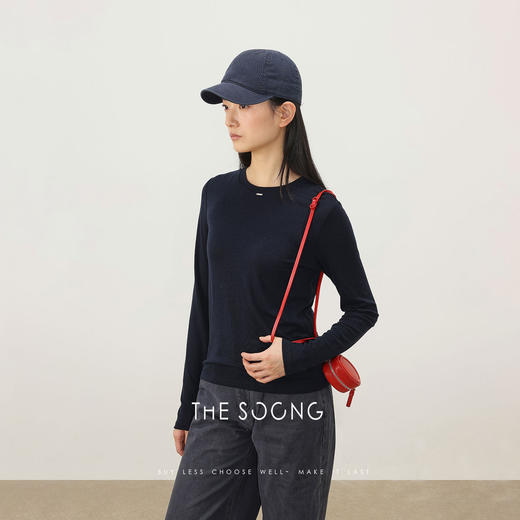 THESOONG|"软若云絮"天丝羊毛手工钉扣十字螺纹长袖上衣HWTX8573 商品图5