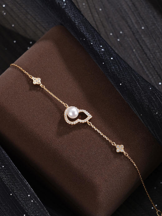 子佩集【福华幸运】银S925珍珠惜王妃手链【MLSL010】5.5mm珠镀金葫芦2601 商品图7