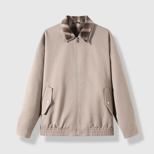 GXG男装25秋季时尚撞色格纹领口潮流宽松百搭休闲男式翻领夹克K&C 商品图8