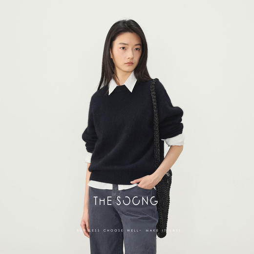 THESOONG"慵懒本质"特种绵羊毛轻盈速暖绒面蓬松圆领毛衣8475 商品图2
