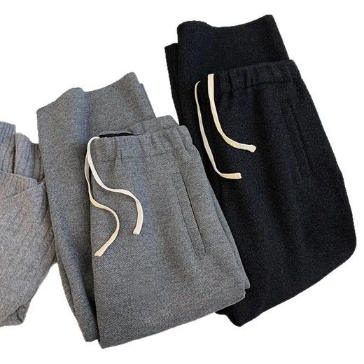 一片式毛呢裤！2026客供斜纹醋酸羊毛一体绒毛边加厚直筒休闲裤！ 商品图4