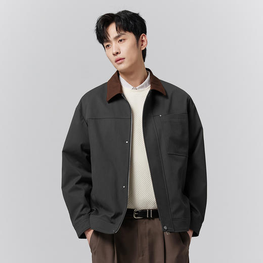 GXG男装【撞色领口】25春季时尚创意拼色多口袋拉链翻领男式夹克K&C 商品图8