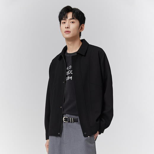 GXG男装【结构线条】25春季时尚创意分割斜纹翻领男式休闲夹克K&C 商品图4