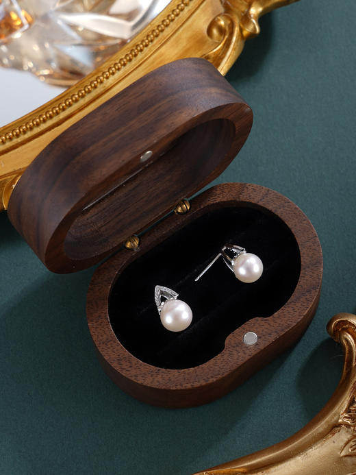 子佩集【璀璨定格】银S925珍珠惜王妃耳钉【E2826】8mm珠双色三角V字2601 商品图11