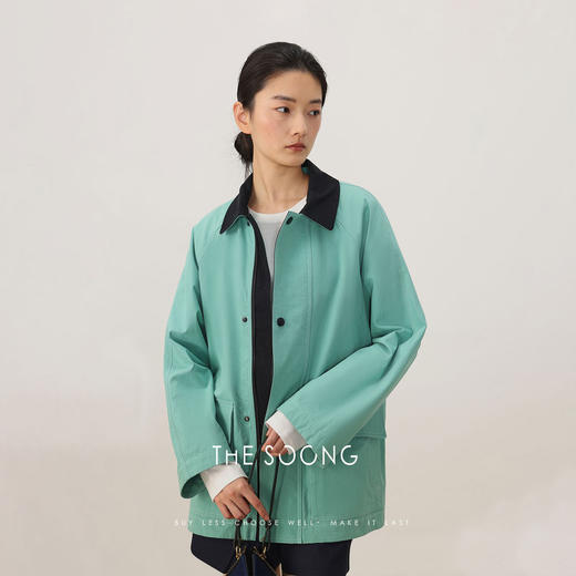 THESOONG新品"异色新章"纯棉立裁双线撞色翻领衬衣外套8527 商品图5