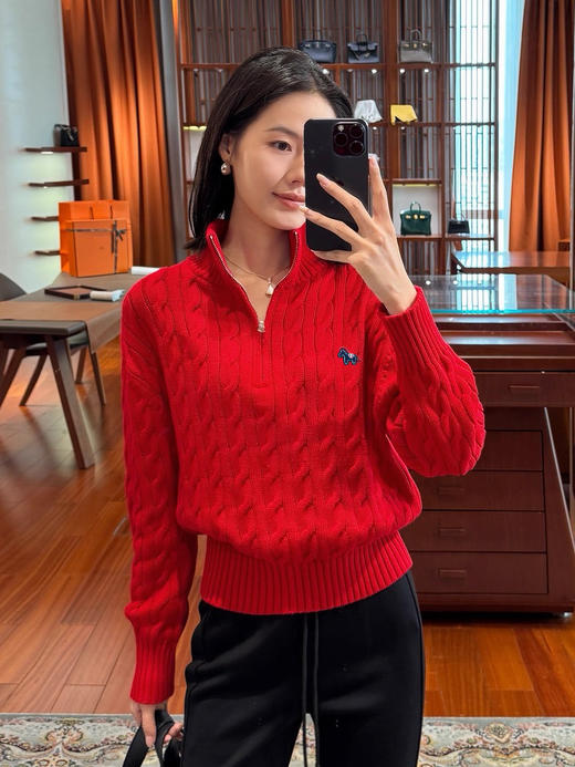 马年限定马到成功拧花羊毛兔绒混纺POLO衫 商品图1