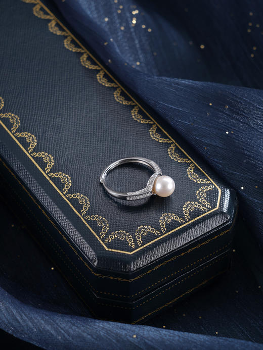 子佩集【银河静界】银S925珍珠惜王妃戒指【R2089】7mm珠双色一字2601 商品图6