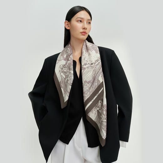 万事利锦鱼绘丝羊毛围巾披肩 商品图1