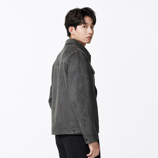 GXG男装秋季经典工装通勤仿麂皮绒面料翻领休闲男式短款夹克K&C 商品图5