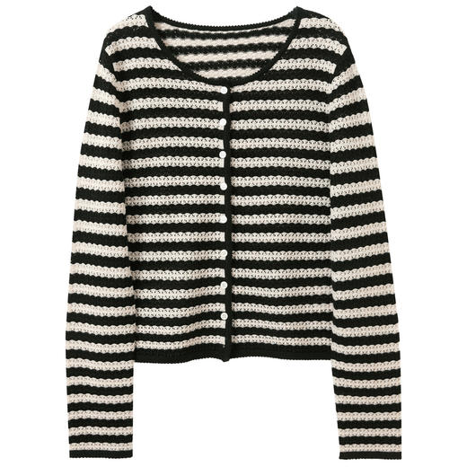 三彩2026春季新款条纹毛衣圆领毛衫开衫外套休闲简约S 商品图4