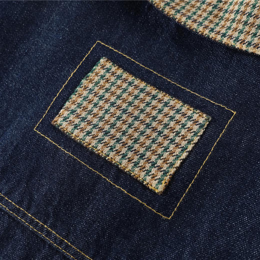 GXG男装【格纹领口】秋季时尚撞色拼接水洗牛仔休闲男式夹克K&C 商品图11