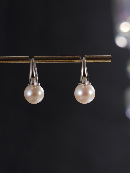 子佩集【时光简梦】银S925珍珠惜王妃耳环【E4357】8.8mm珠双色圆圈扣环2601 商品图5