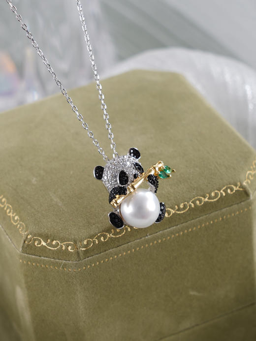 子佩集【翠竹国宝】银S925珍珠惜王妃套链【MLTL024】8mm珠熊猫镀金竹子2601 商品图5